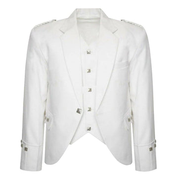 White Argyll Jacket And Vest - biznimart